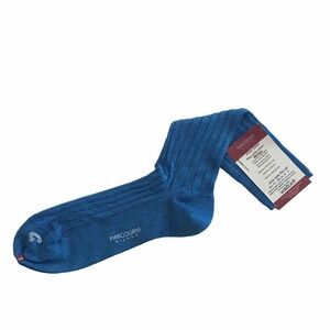 MARCOLIANI Milano Ribbed Socks Size 8-11 Pima Cotton Made In Italy Marbled Blue